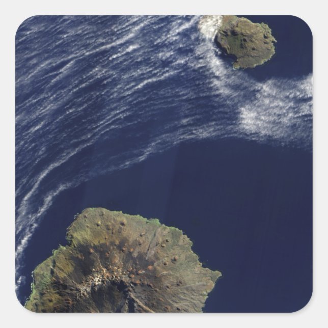 Satellitenansicht der Prinz-Edward-Inseln Quadratischer Aufkleber (Vorderseite)