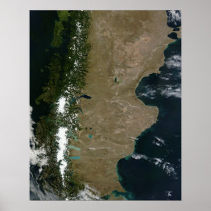 Satellitenansicht der Region Patagonien Poster