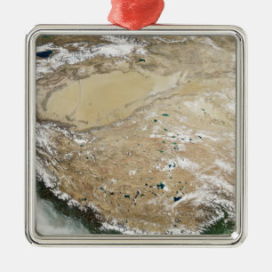 Satellitenansicht der tibetanischen Hochebene Ornament Aus Metall