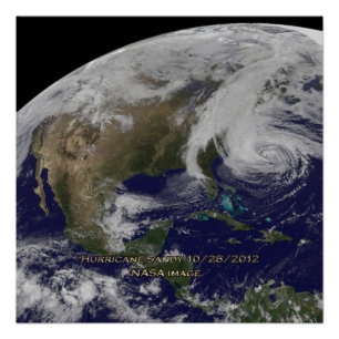 Satellitenansicht des Hurrikans Sandy Poster
