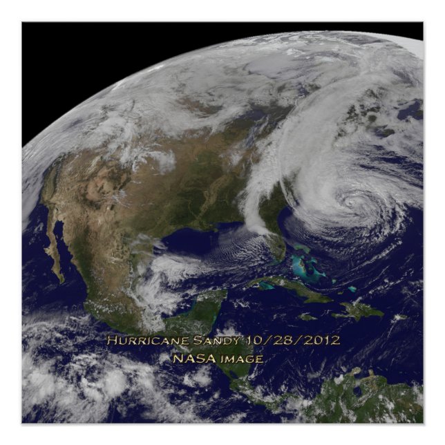 Satellitenansicht des Hurrikans Sandy Poster (Vorderseite)