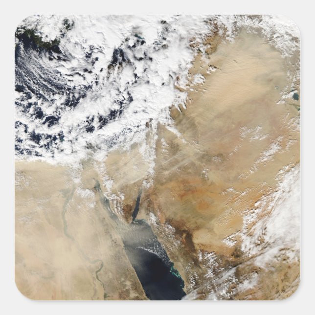 Satellitenansicht des östlichen Mittelmeers Quadratischer Aufkleber (Vorderseite)
