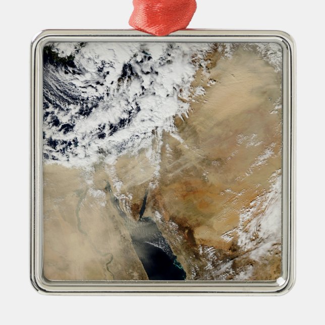 Satellitenansicht des östlichen Mittelmeers Silbernes Ornament (Vorne)