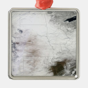 Satellitenansicht eines enormen Wintersturms über Silbernes Ornament