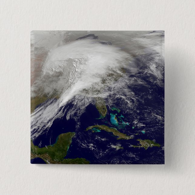 Satellitenansicht eines massiven Wintersturms Button (Vorderseite)