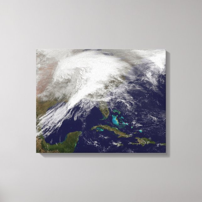 Satellitenansicht eines massiven Wintersturms Leinwanddruck (Vorderseite)