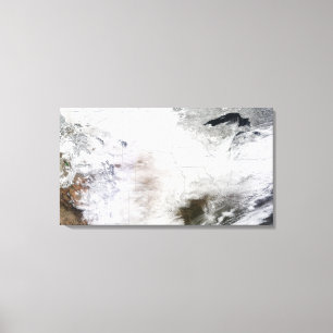 Satellitenansicht eines massiven Wintersturms über Leinwanddruck