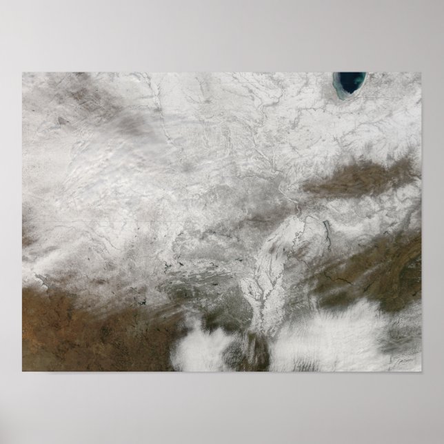 Satellitenansicht eines schweren Wintersturms Poster (Vorne)