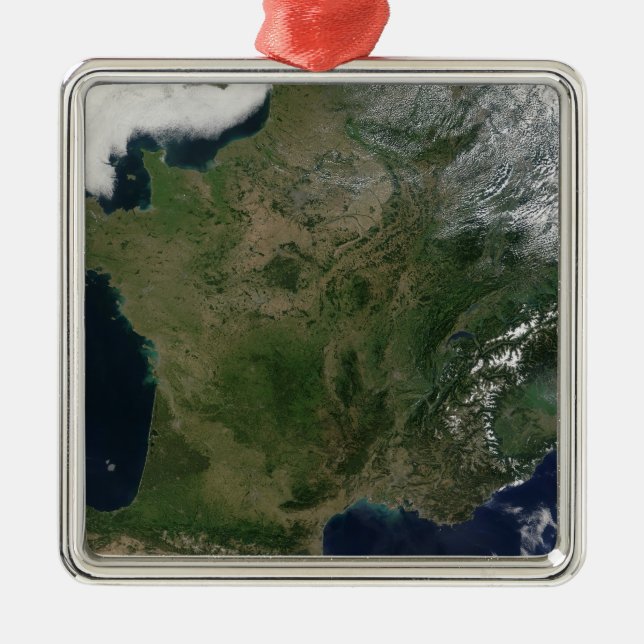 Satellitenansicht Frankreichs Silbernes Ornament (Vorne)