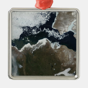 Satellitenansicht Nordwestkanadas Silbernes Ornament
