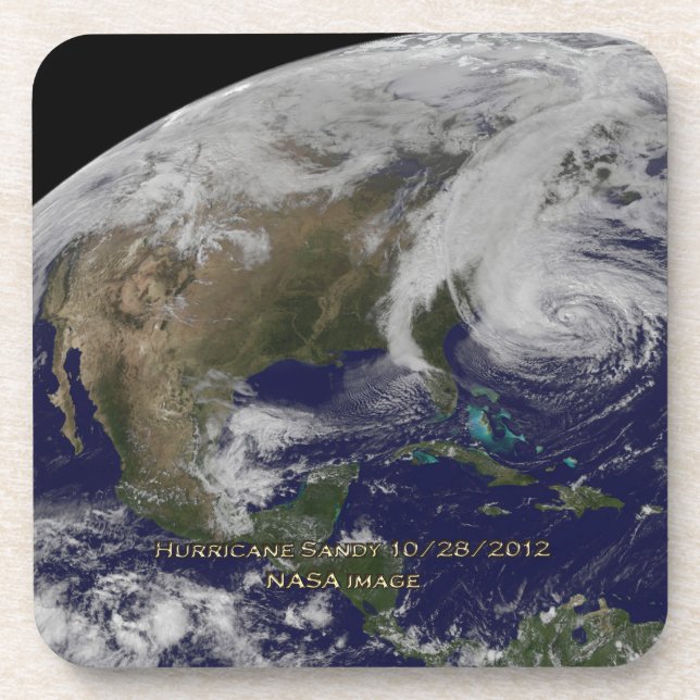 Satellitenansicht von Hurrikan Sandy Untersetzer (Vorderseite)