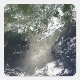 Satellitenansicht von Streifen und Ölbändern Quadratischer Aufkleber