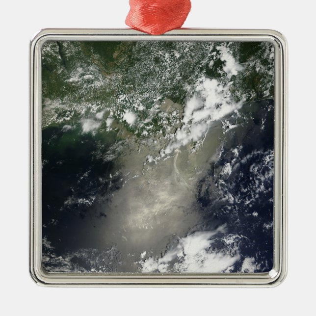 Satellitenansicht von Streifen und Ölbändern Silbernes Ornament (Vorne)