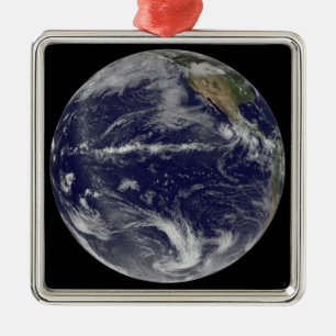 Satellitenbild der Erde Silbernes Ornament