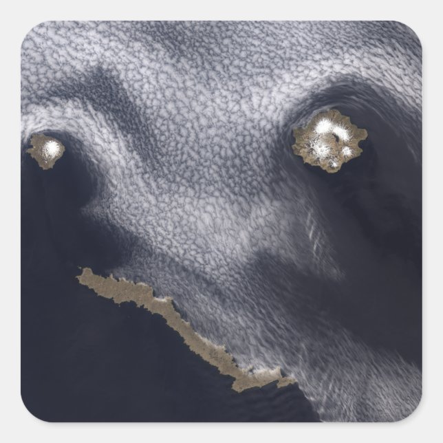 Satellitenbild der Insel Semisopochnoi Quadratischer Aufkleber (Vorderseite)