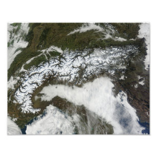 Satellitenbild des Alpen-Gebirgszugs Fotodruck