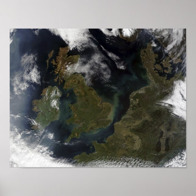 Satellitenbild Nordeuropas Poster (Vorne)