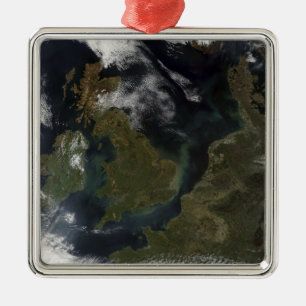 Satellitenbild Nordeuropas Silbernes Ornament