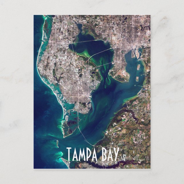 Satellitenbild von Tampa Bay Florida Postkarte (Vorderseite)