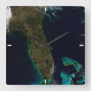 Satellitenblick auf Florida. Quadratische Wanduhr