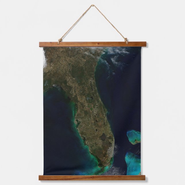 Satellitenblick auf Florida. Wandteppich Mit Holzrahmen (Vorderseite)