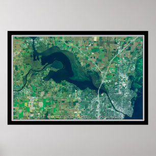 Satellitenkarte des Lake Butte des Morts Wisconsin Poster