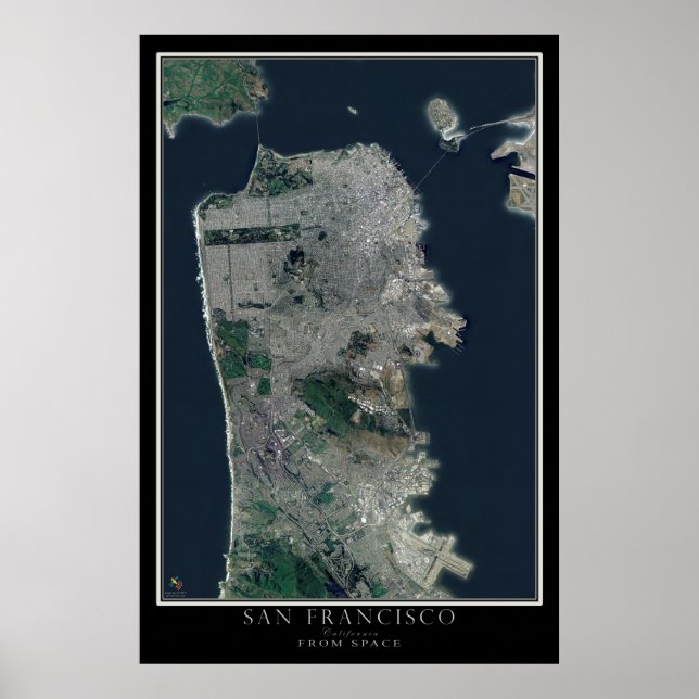 Satellitenkarte San Francisco California Poster (Vorne)