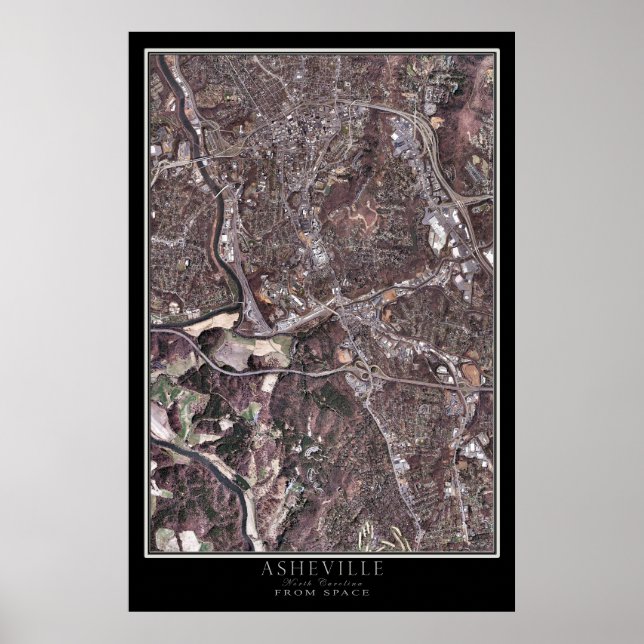Satellitenplakat von Asheville North Carolina Poster (Vorne)
