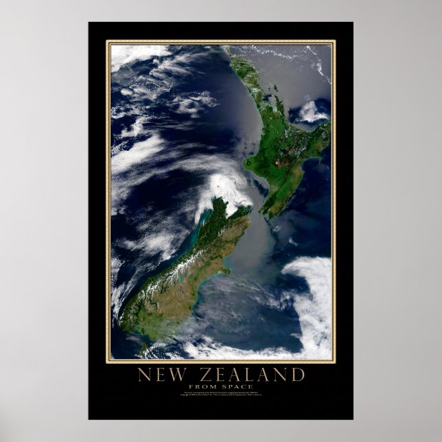 Satellitenplakatkarte von Neuseeland Poster (Vorne)