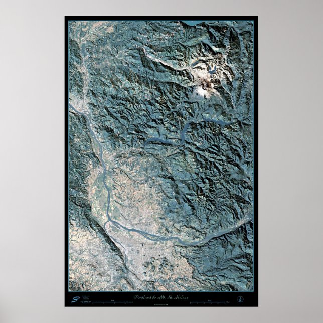 Satellitenposter von Portland, OR & Mt. St. Helens Poster (Vorne)