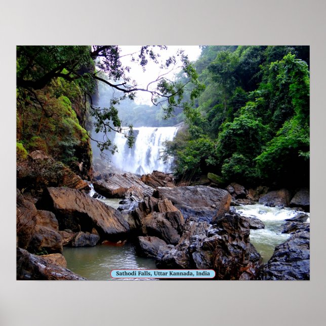 Sathodi Falls, Uttar Kannada, Indien Poster (Vorne)