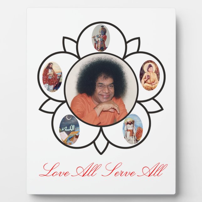 Sathya Sai Baba auf Foto Plaques mit Esel Fotoplatte (Vorderseite)