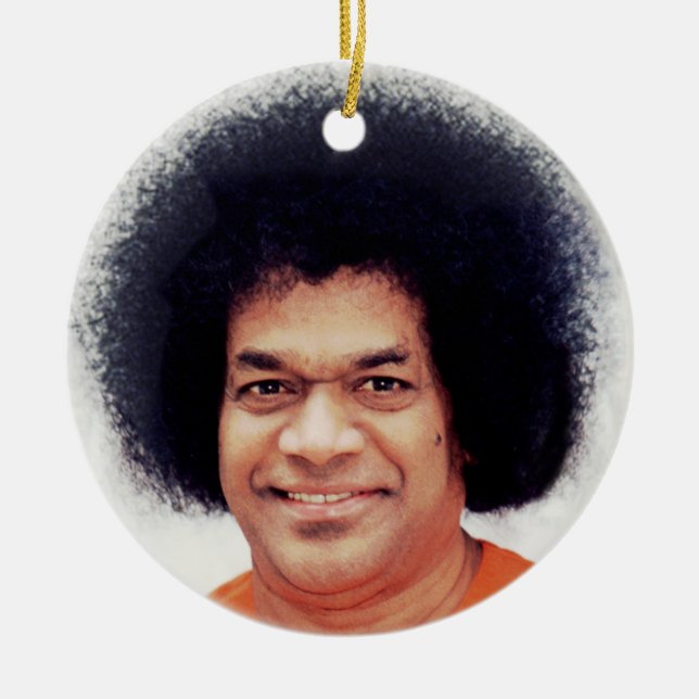 Sathya Sai Baba-Verzierungs-Dekor rund Keramikornament (Vorne)