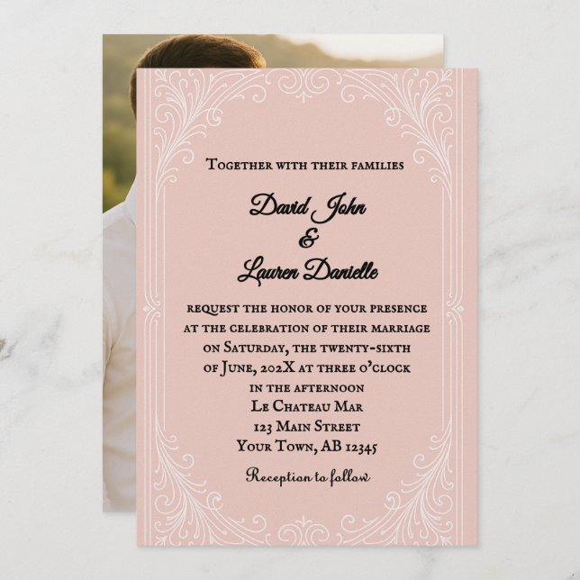 Satin Blush Photo Wedding Invitation Einladung (Vorne/Hinten)