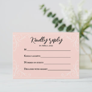 Satin Blush Wedding RSVP Card Karte