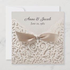 Satin Bow on Lace Wedding Vow Renewal Einladung