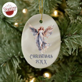 Satin Christmas Angel Keramik Ornament
