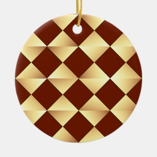 Satin Diamonds - Gold & Schokolade Keramik Ornament (Vorne)