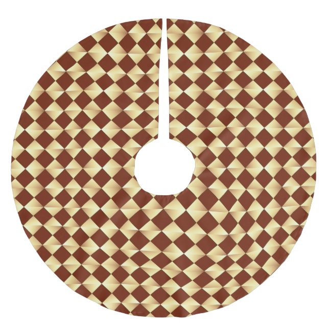 Satin Diamonds - Gold & Schokolade Polyester Weihnachtsbaumdecke (Vorderseite)