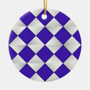 Satin Diamonds - Kobalt und Weiß Keramikornament