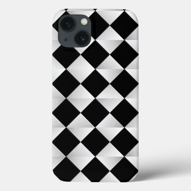 Satin Diamonds - schwarz-weiß Case-Mate iPhone Hülle (Rückseite)