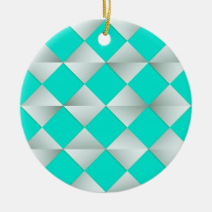 Satin Diamonds - Silber und Aqua Keramik Ornament