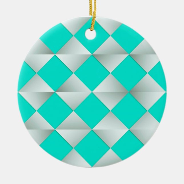 Satin Diamonds - Silber und Aqua Keramik Ornament (Vorne)