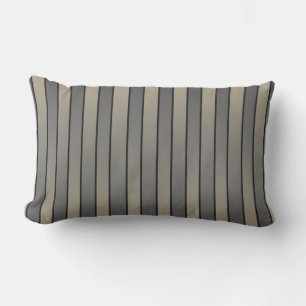 Satin-Effekt-Streifenmuster Schwarz und Beige Lendenkissen