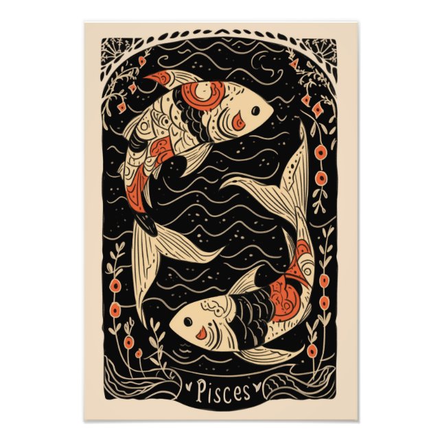 Satin Foto Paper Pisces Celestial Zodiac (Vorne)