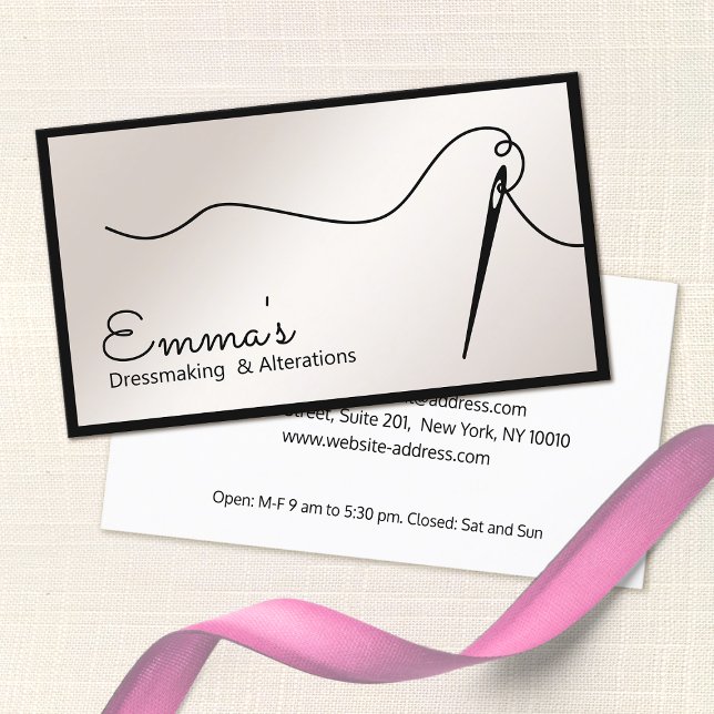 Satin Gold Nähneedle Thread Seamstress Busi Visitenkarte (Von Creator hochgeladen)