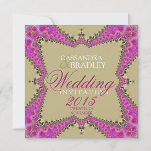 Satin Gold & Pink Lace Hochzeitseinladungen Einladung