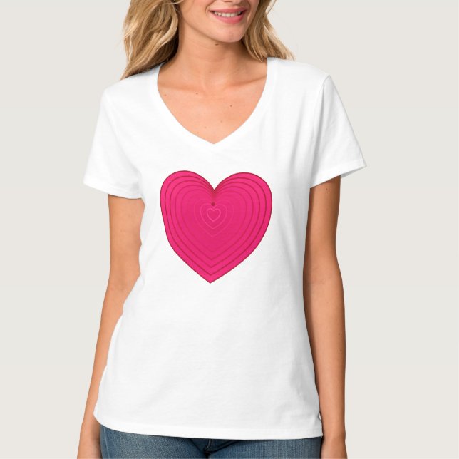 Satin Gradient Heart in Fuchsia Pink / Magenta T-Shirt (Vorderseite)