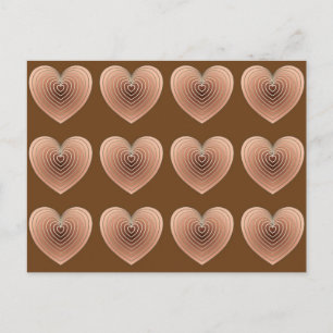 Satin Hearts in Chocolate Brown Postkarte