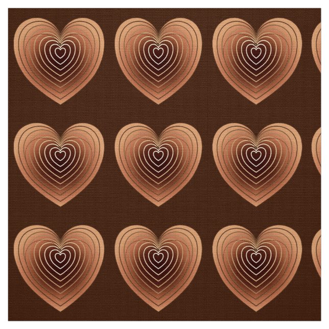 Satin Hearts in Chocolate Brown Stoff (Muster)